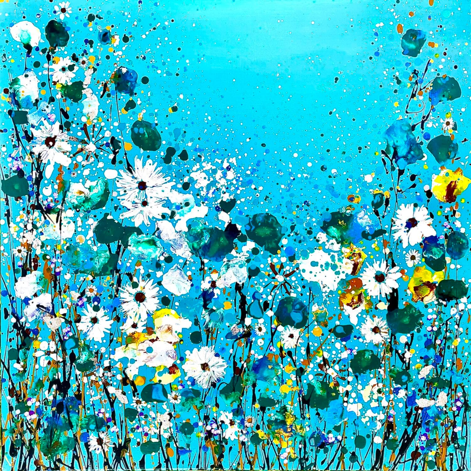 Teals And Turquoise Wildflower Greetings Card