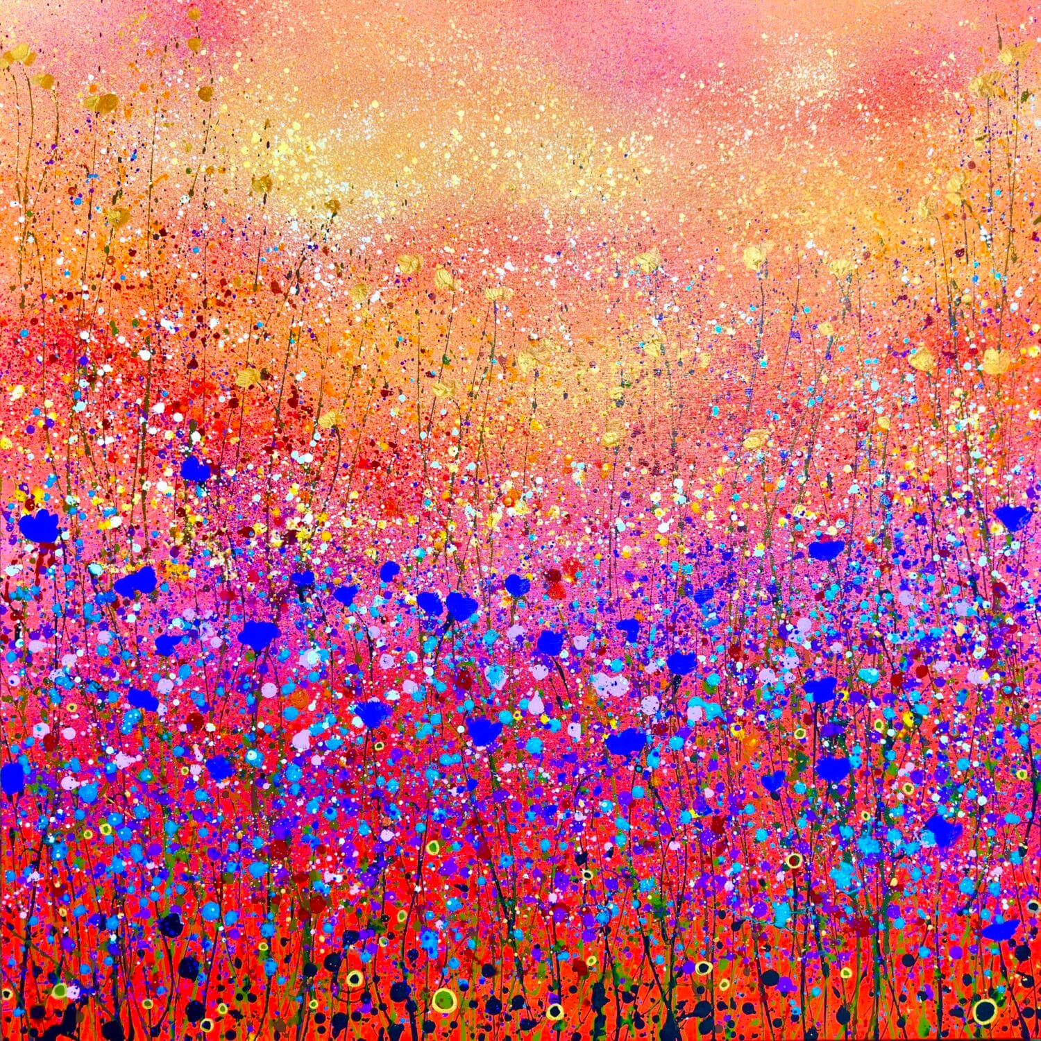 Blue Poppy Sunset Greetings Card