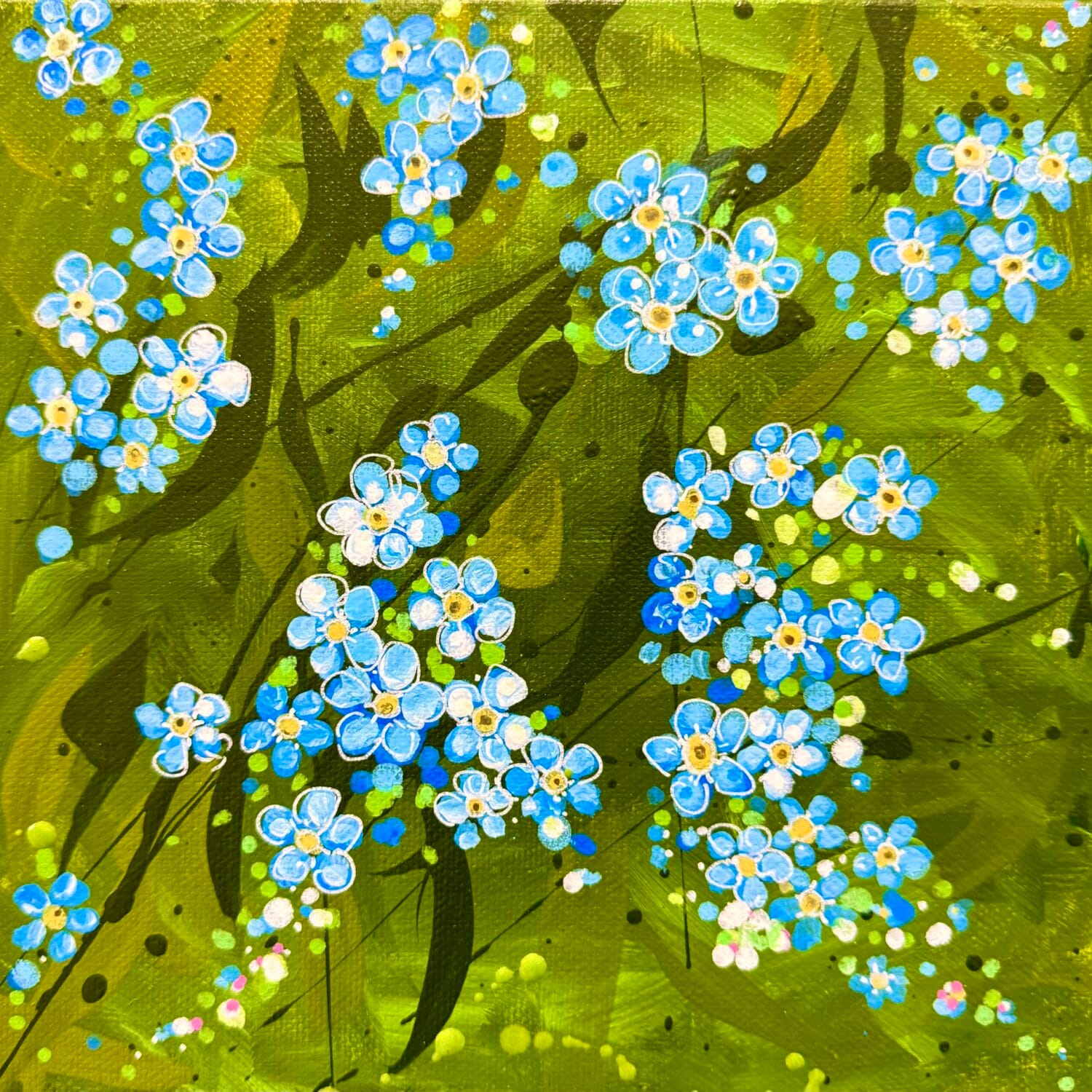 Sweet Forget Me Nots | 20 X 20 X 4cm | Acrylic On Canvas