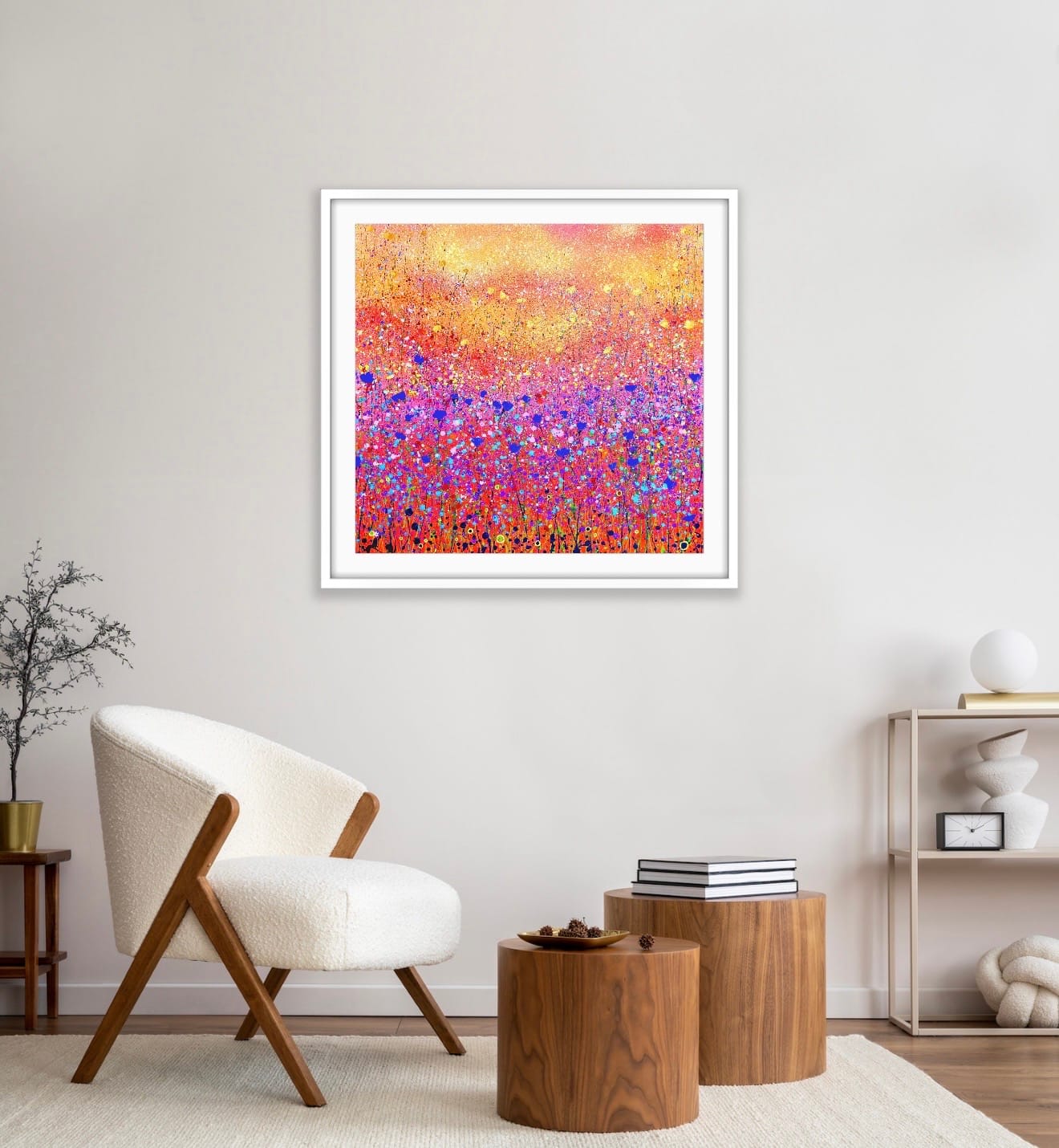 Blue Poppy Sunset Print Close Up Showing Colour Texture Detail