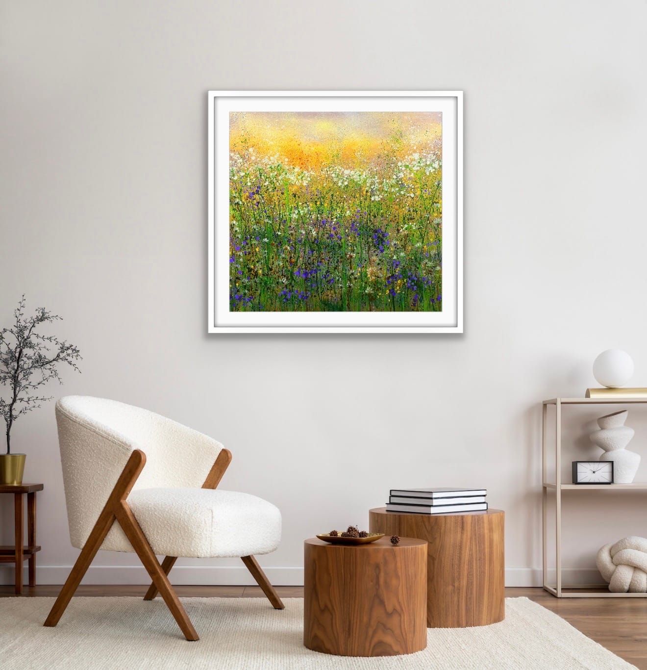 Field Of Gentle Hours Limited Edition Giclée Print By Sally Oasis Displayed In A Neutral Interior Setting
