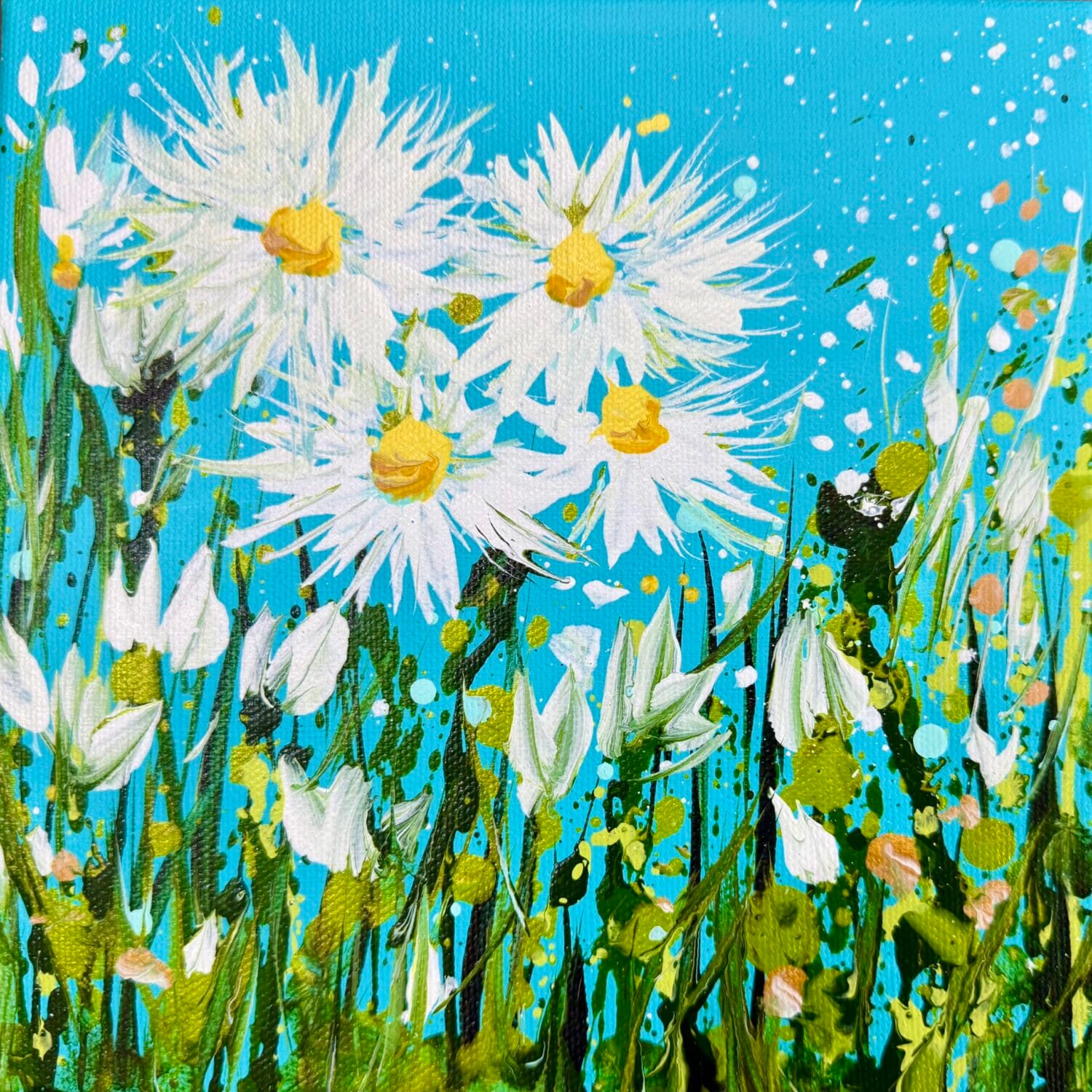 Summer Daisies 1 | 20 X 20 X 4cm | Acrylic On Canvas