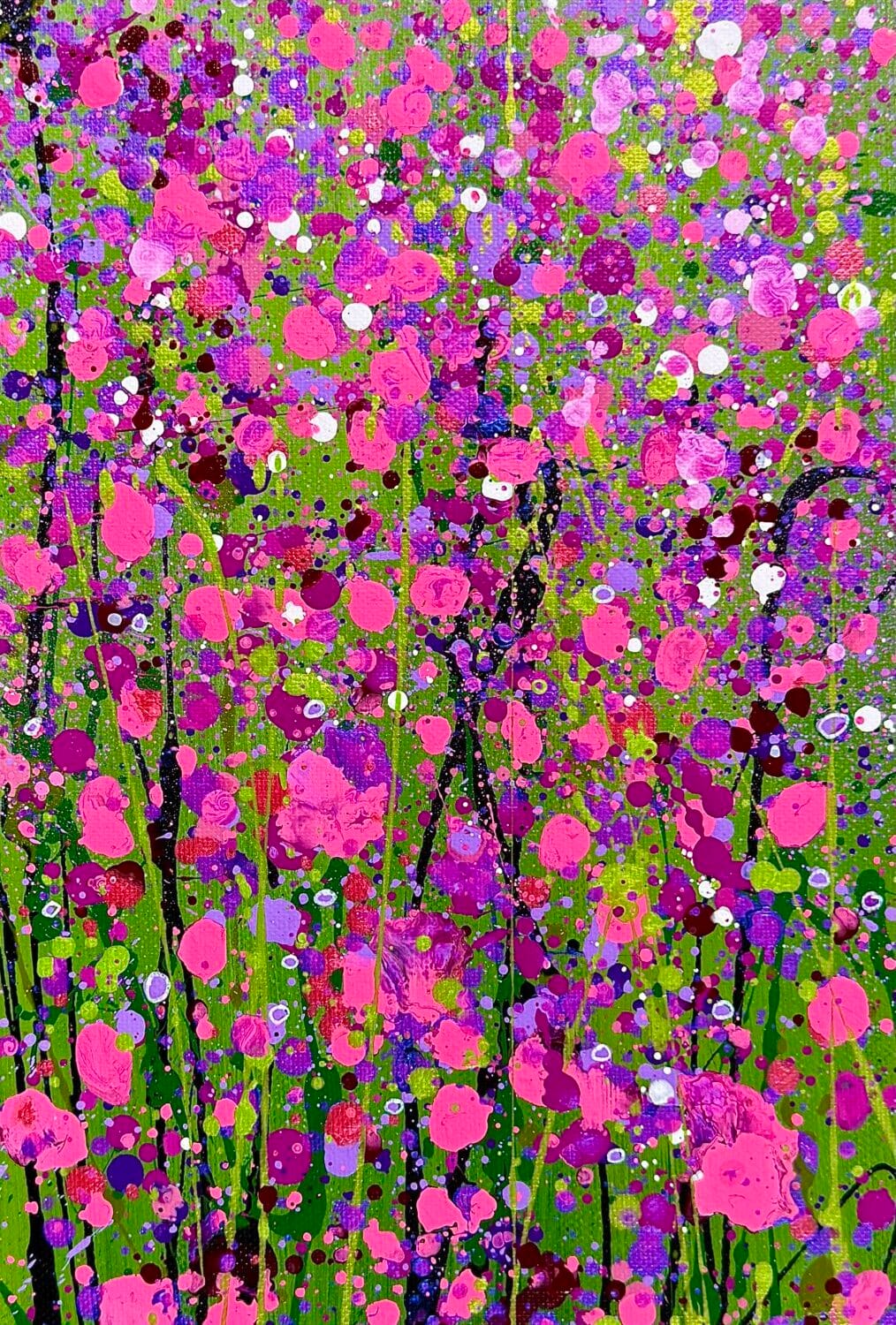 Wild Pink Rhapsody | 20 X 50 X 4cm | Acrylic On Canvas | Sally Oasis Paintings