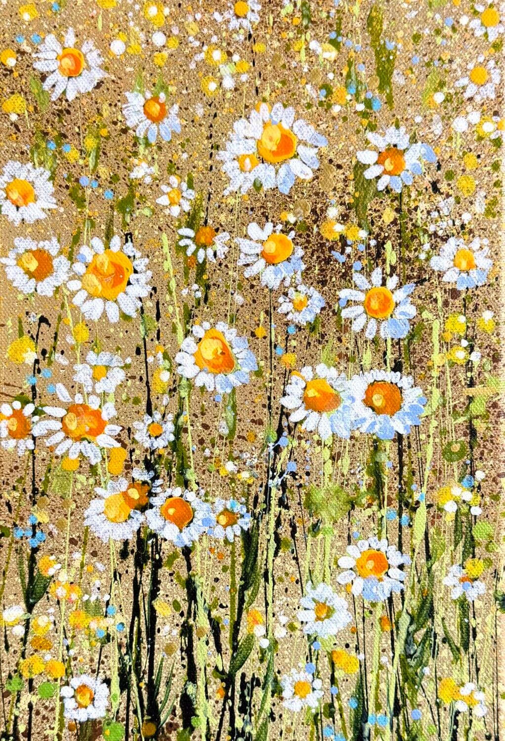 Daisies In Early Evening | 20 X 50 X 4cm | Acrylic On Canvas