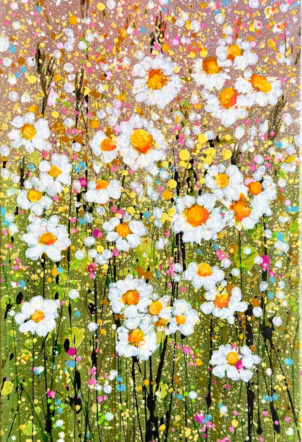 Daisies On A Dewy Morning | 20 X 50 X 4cm | Acrylic On Canvas