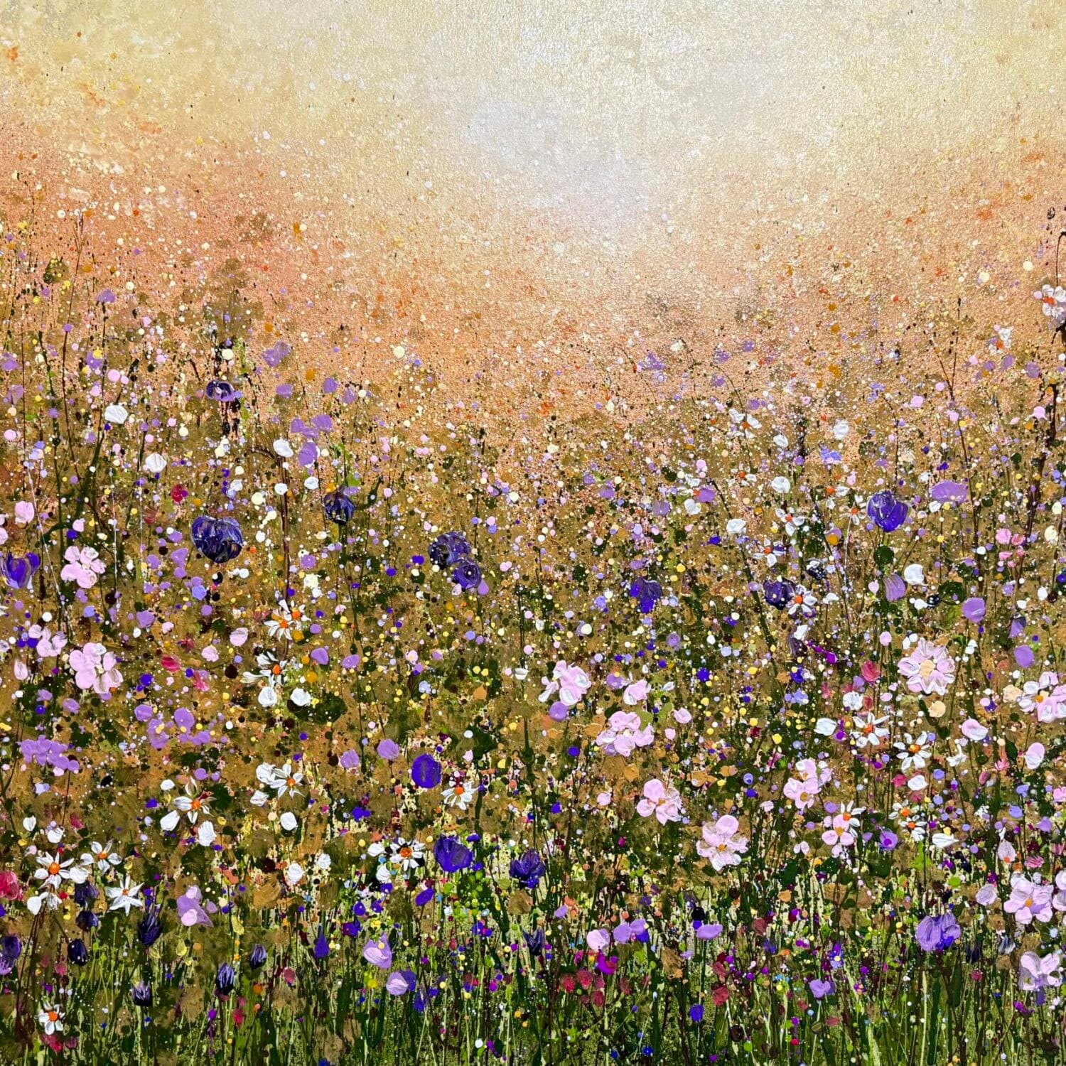 Soft Pink Wild Flower Meadow | 152 X 101 X 4cm | Oil On Canvas