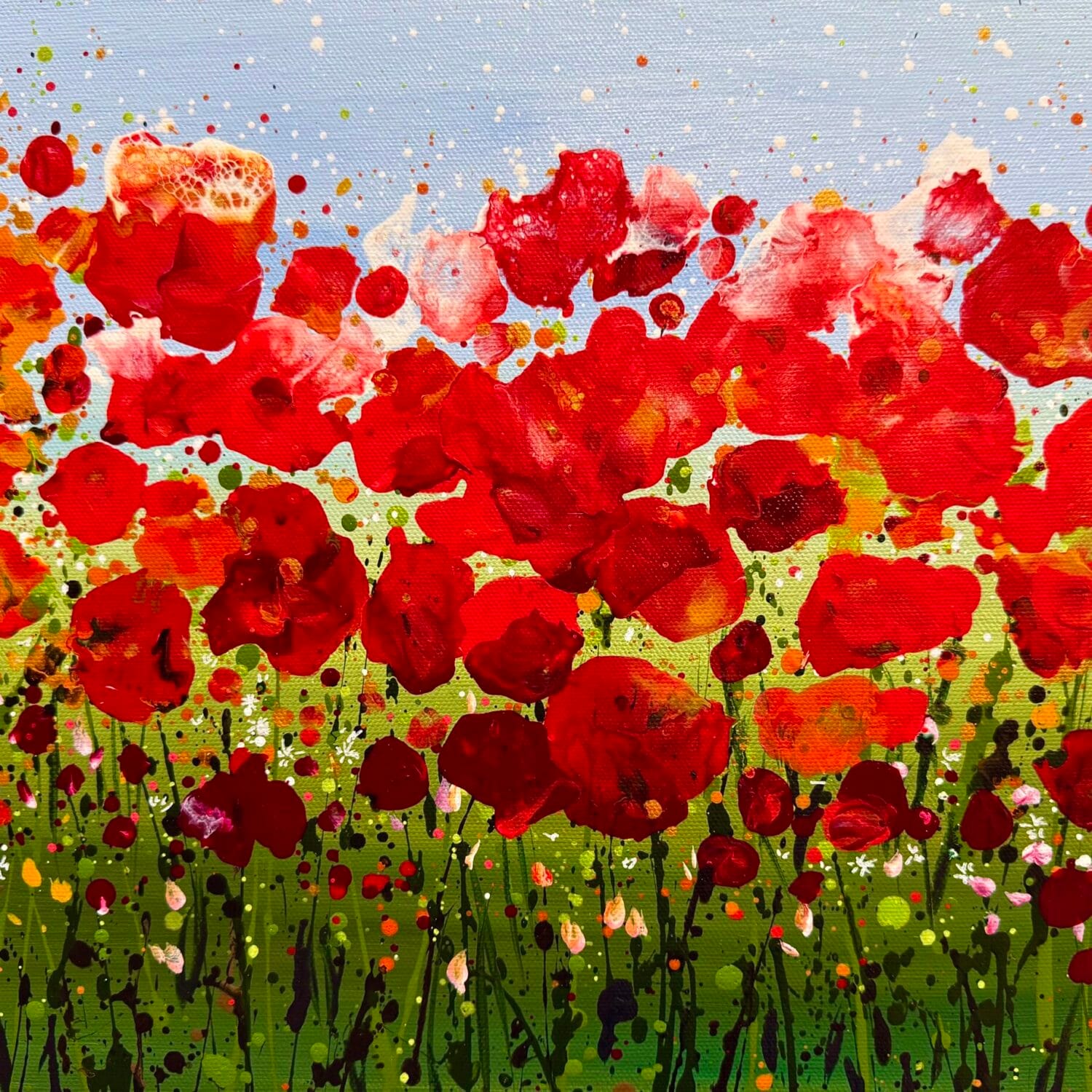 Ruby Days | Original Red Poppy Meadow Painting