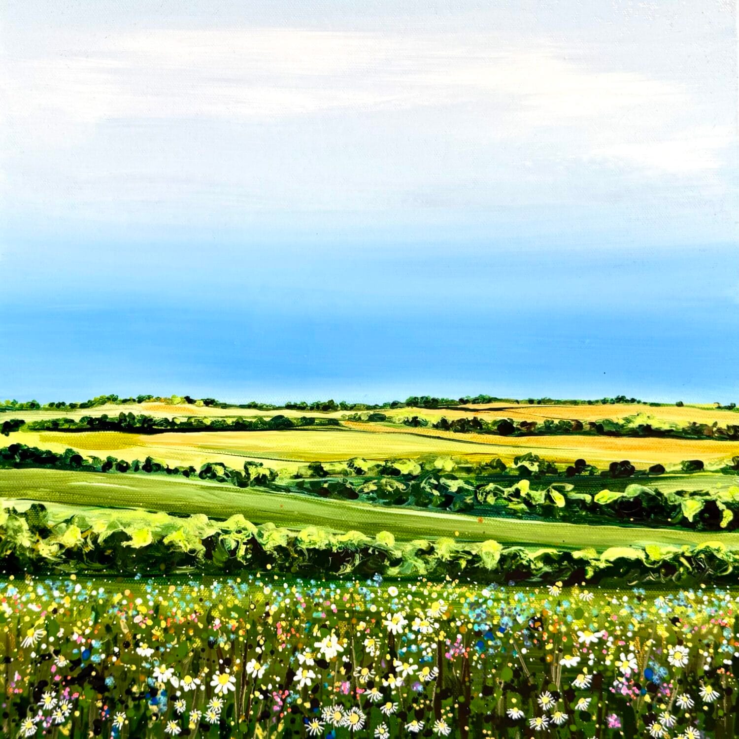 Summer Walk – Original Acrylic Painting 40 × 40 Cm