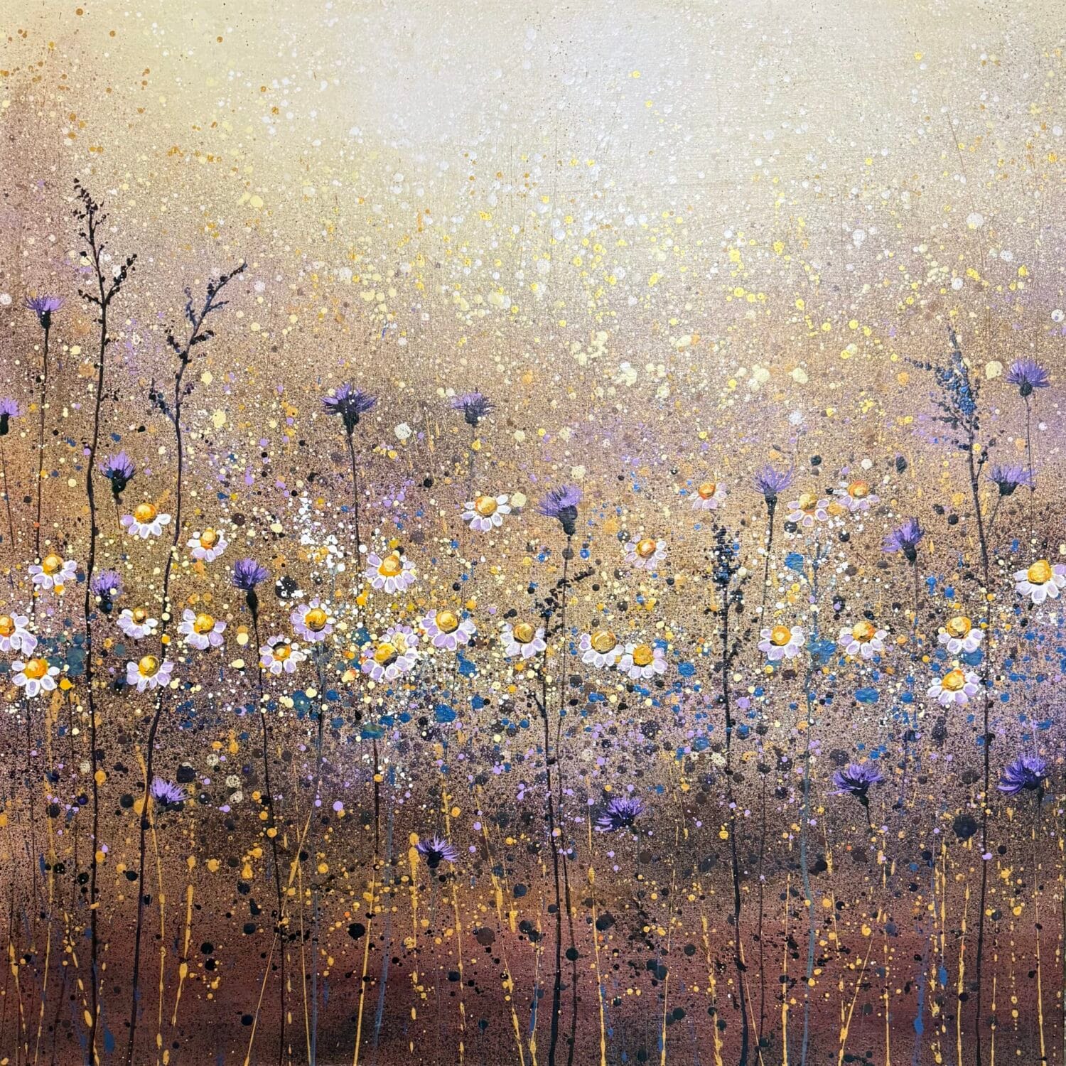 Twilight Hush | Original Wildflower Painting | 100 X 100 X 4cm