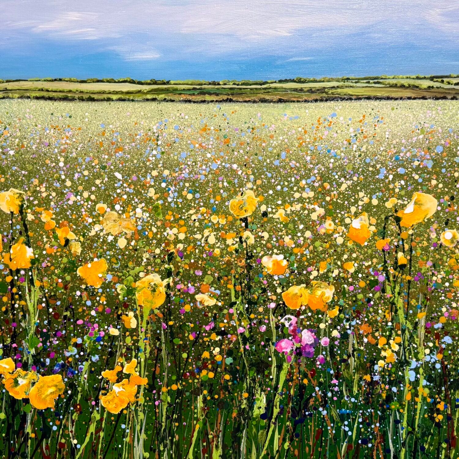 Golden Meadow | Original Wildflower Meadow Painting | 90 X 60cm