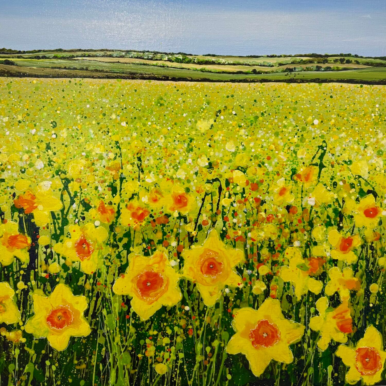 Spring Daffodils | 60 × 60 × 4 Cm | Acrylic On Canvas