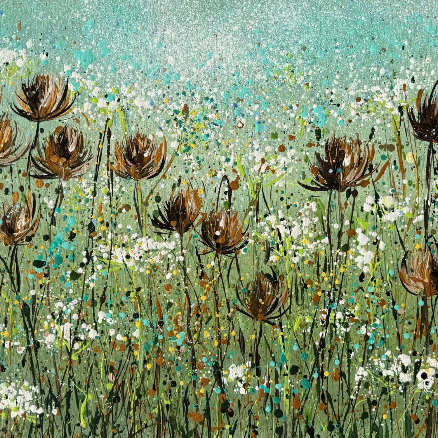 Sea Air, Teasels And Cow Parsley | 91 × 61 × 4 Cm | Acrylic On Canvas